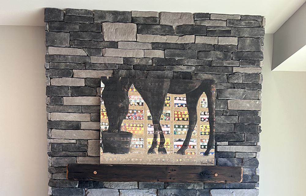 Original mixed-media painting featured inside new townhomes at Landing at Esopus Icehouse